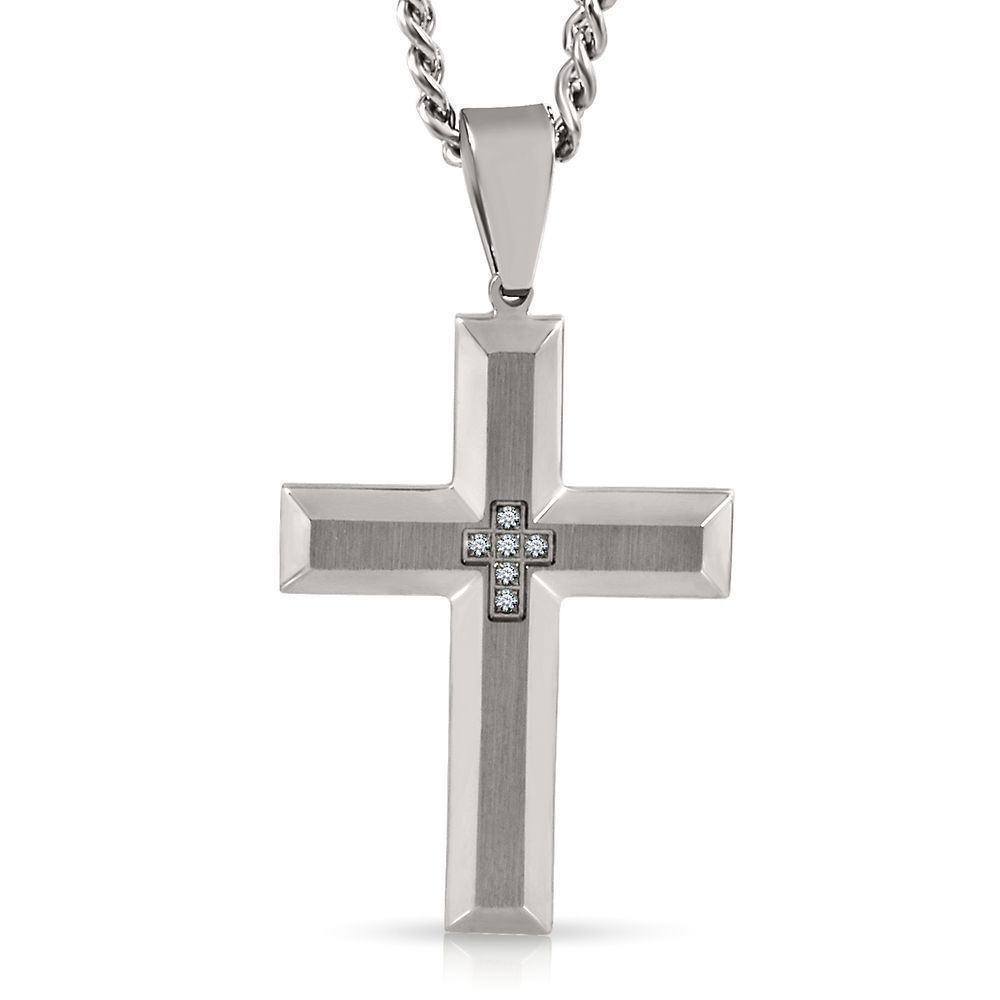 YL Cross Necklace Stainless Steel Large Crucifix Pendant 28'' Rolo Chain  18K White Gold/Gold Jewelry for Men - Yahoo Shopping